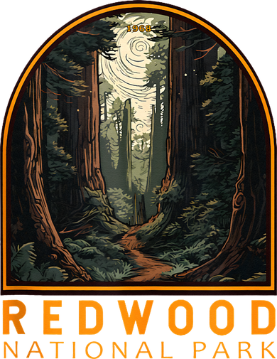 Redwood National Park Illustration Trail Emblem  Women's T-Shirt