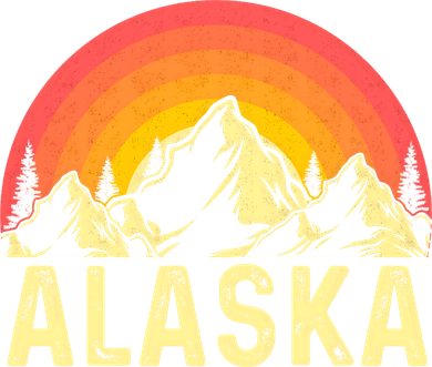Retro Vintage Alaska Mountain & Sun Kids T-Shirt