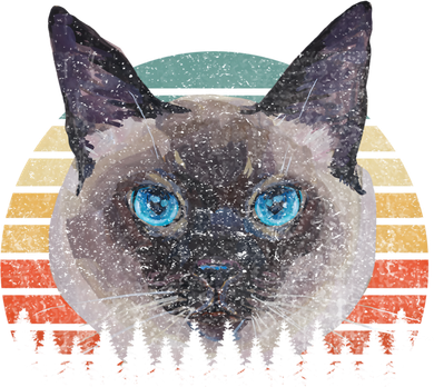 Retro Vintage Siamese Cat Lover 70s Design Cool Gift Women's Long Sleeve Shirt