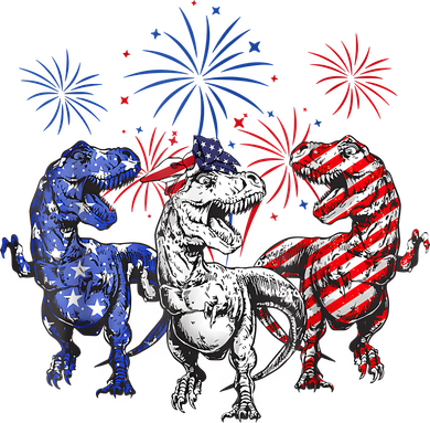 Red White Blue T Rex Dinosaur Firework 4th Of July Hat