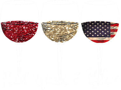 Red Wine & Blue 4th of July wine Red White Blue Wine Glasses Button