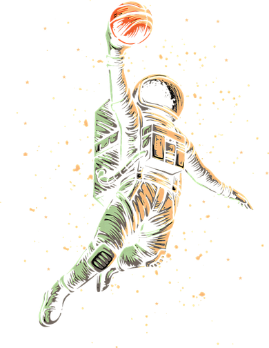 Space Astronaut Basketball Player Funny Kids T-Shirt