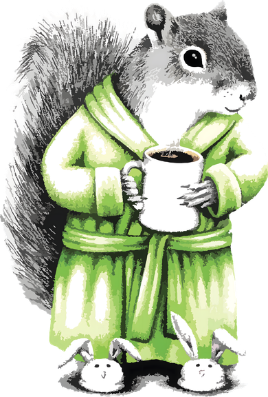 Squirrel Coffee Funny Coffee Drinking Squirrel Button