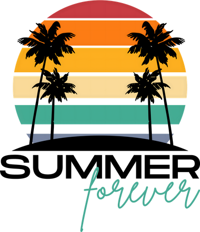 Summer Forever Retro Sunset Tropical Bucket Hat