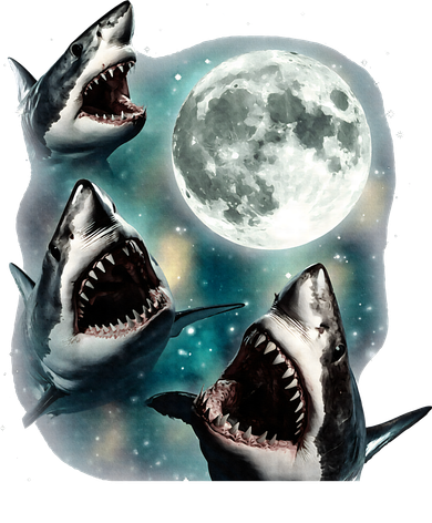Sharks Howling At Moon Cosmic Space Tote Bag