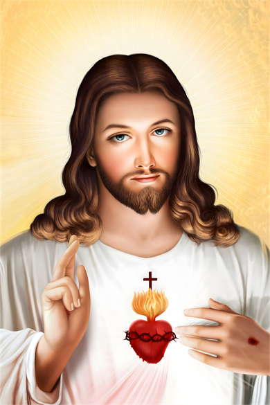 Sacred Heart Of Jesus Christ Christian God Illustration Women's Sweatshirt