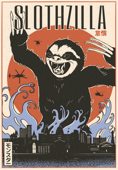 Sloth Monster Japanese Poster Ornament