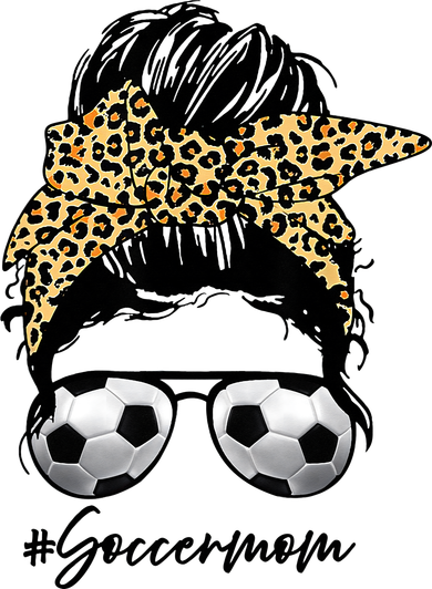 Soccer Mom Leopard Messy Bun Football Hair Game Day Vibes Women's T-Shirt