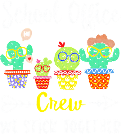 School Office Crew We Stick Together Funny Cactus Toddler Hoodie