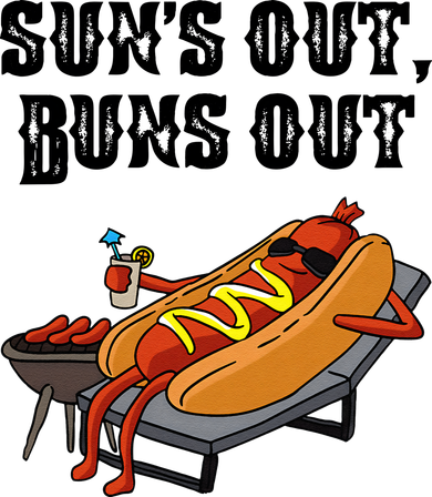 Suns Out Hot Dog Buns Out Funny Sausage BBQ Food Lover Gift Coaster