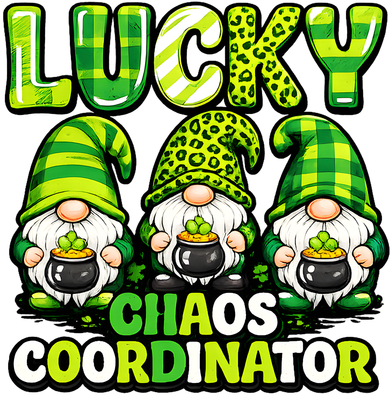 St Patrick's Day Lucky Chaos Coordonator Shamrock Irish Gnomes Women's T-Shirt