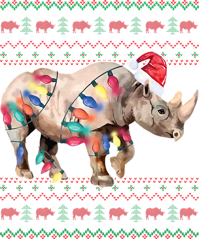 Santa Rhino Christmas Lights Ugly Sweater Racoon Lover Xmas Women's Sweatshirt