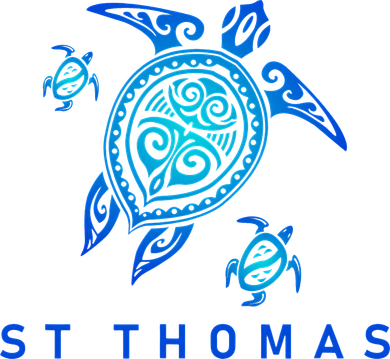 St Thomas Virgin Islands Sea Blue Tribal Turtle Baby Bodysuit