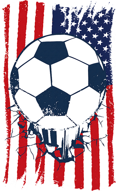 Soccer USA Flag Soccer Ball Graphic T-Shirt