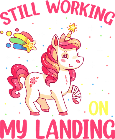 Still Working On My Landing Injury Broken Arm Cute Unicorn Kids Hoodie