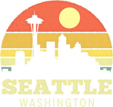 Seattle Washington Vintage Sunset City Needle Retro Style Funny Gift Kids Hoodie