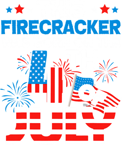 This Firecracker Born On 4th Of July Patriotic Birthday Kids T-Shirt