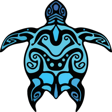 Tribal Hawaiian Maori Sun Sea Turtle 2Sided Button