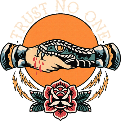 Trust No One Handshake Snake Traditional Tattoo Art Mousepad