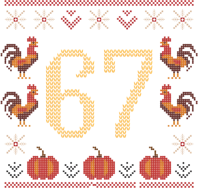 Thanksgiving Ugly Sweater 67 Meme Funny 6-7 Button