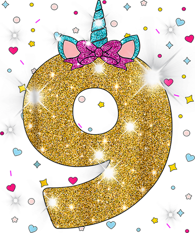 Unicorn 9th Birthday Girl Nine 9 Years Old Kids T-Shirt