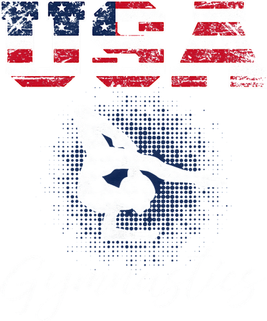 USA American Flag Gymnastics Tee Gymnast 4th Of July Button
