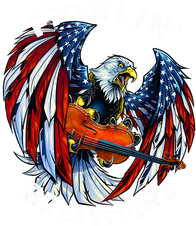 USA Eagle Fiddlin Brothers Violin Music Rock Patriot Flight Button