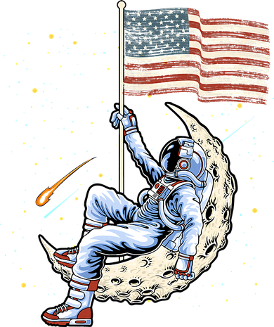 US Flag Astronaut Space Independence Day 4th of July Women's T-Shirt