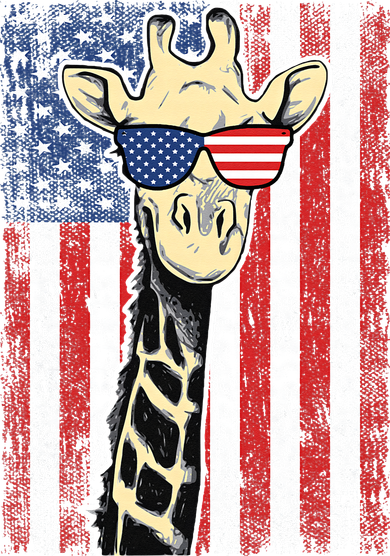 USA Flag Patriotic Giraffe Sunglasses Funny Animal Lover Toddler T-Shirt
