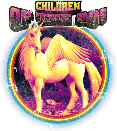 Unicorn With Wings Retro Children Of The 90's Kids Hoodie