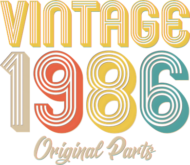 Vintage 1986 Original Parts Retro 40th Birthday  Button