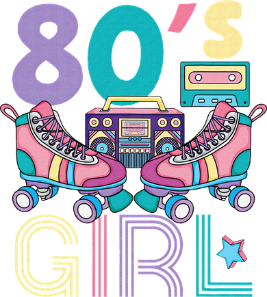 Vibrant 80's Girl Retro Roller Skates Throwback Vibe Button