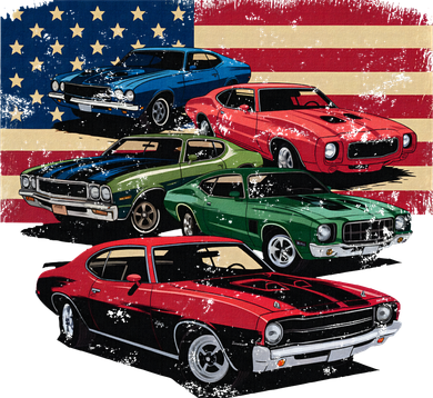 Vintage Classic Cars Muscle Car American Flag Patriotic Coffee Mug