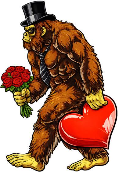 Valentines Day Bigfoot Sasquatch Lover Santa Hat