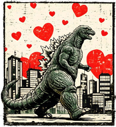 Valentine's Day Japanese Monster Hearts Kaiju Ceramic Ornament