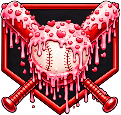 Valentines Day Love Baseball Ice Cream Drip Heart Kids T-Shirt
