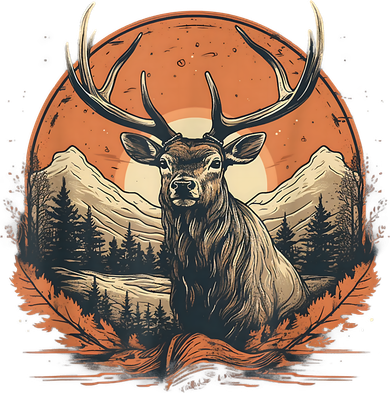Vintage Elk Design With Sunset Background For Retro Lovers Doggie Tank