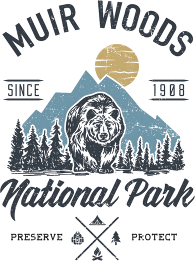 Vintage Muir Woods National Park Hiking Camping Gift Bucket Hat