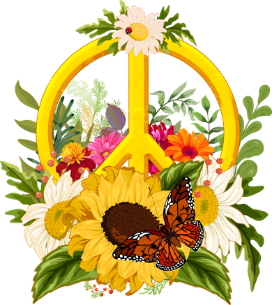 Vintage Sunflower Floral Butterfly Ladybug Peace Sign Women's Dry Zone Grid Polo