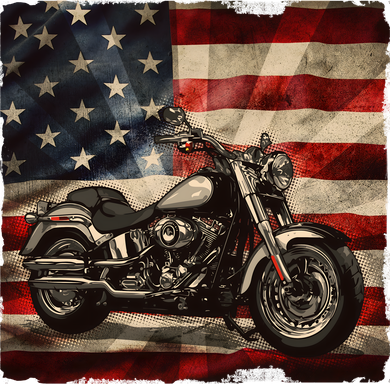 Vintage USA American Flag Motorcycle Biker Coffee Mug