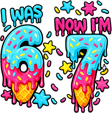  Was 6 Now I'm 7th Birthday Ice Cream Drip 6-7 Meme Women's Dry Zone Grid Polo