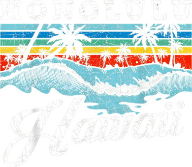 Waves Beach Honolulu Hawaiian Summer Surfing Retro Hawaii Button