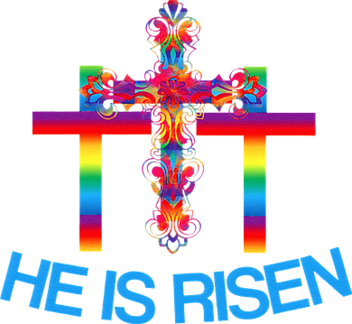 Womens Christian Easter Colorful Rainbow CrossHe Is Risen Hat