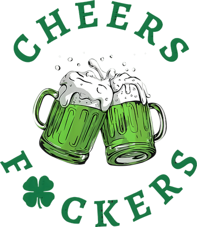 Wo Cheers Fuckers Green Beer Drinking St Patricks Day V-Neck Button