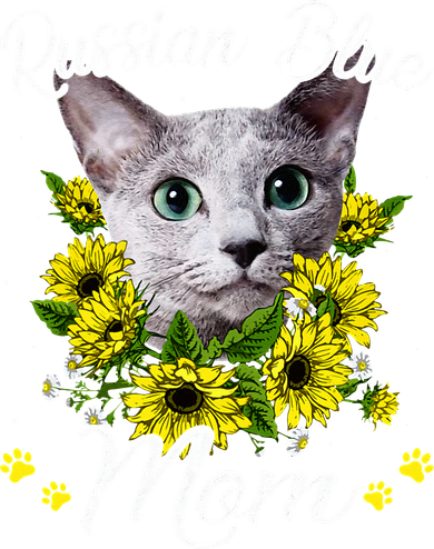 Womens Cat Mom Mother's Day Kitten Sunflower Russian Blue Mom Kids Sweatshirt