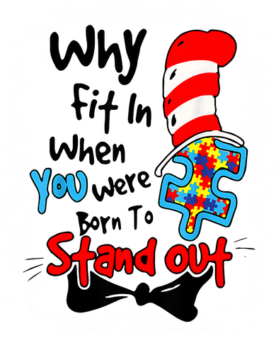 Why Fit In Autism Awareness Doctor Teacher Hat Cat Book Button
