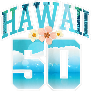 Wo Hawaii 50 50th Birthday Hawaiian Aloha Beach Hibiscus Women's Tank Top