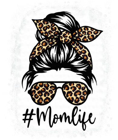 Women Mom Life Bleached Mom Life Leopard Messy Bun Polo