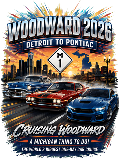 Cruising Woodward 2026 Detroit to Pontiac Car Event Coaster