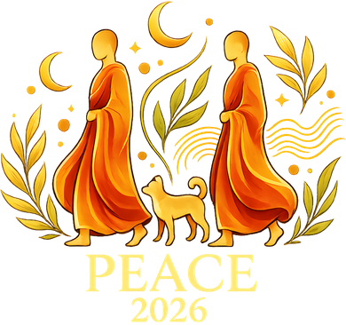 Walk Peace 2026 World Peace Monks Aloka Dog Spiritual Doddie Hoodie